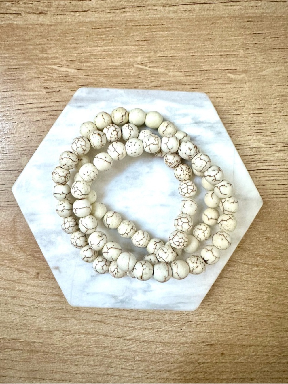 Neutral Cream Beaded Stretch Bracelet Set - Women Jewelry